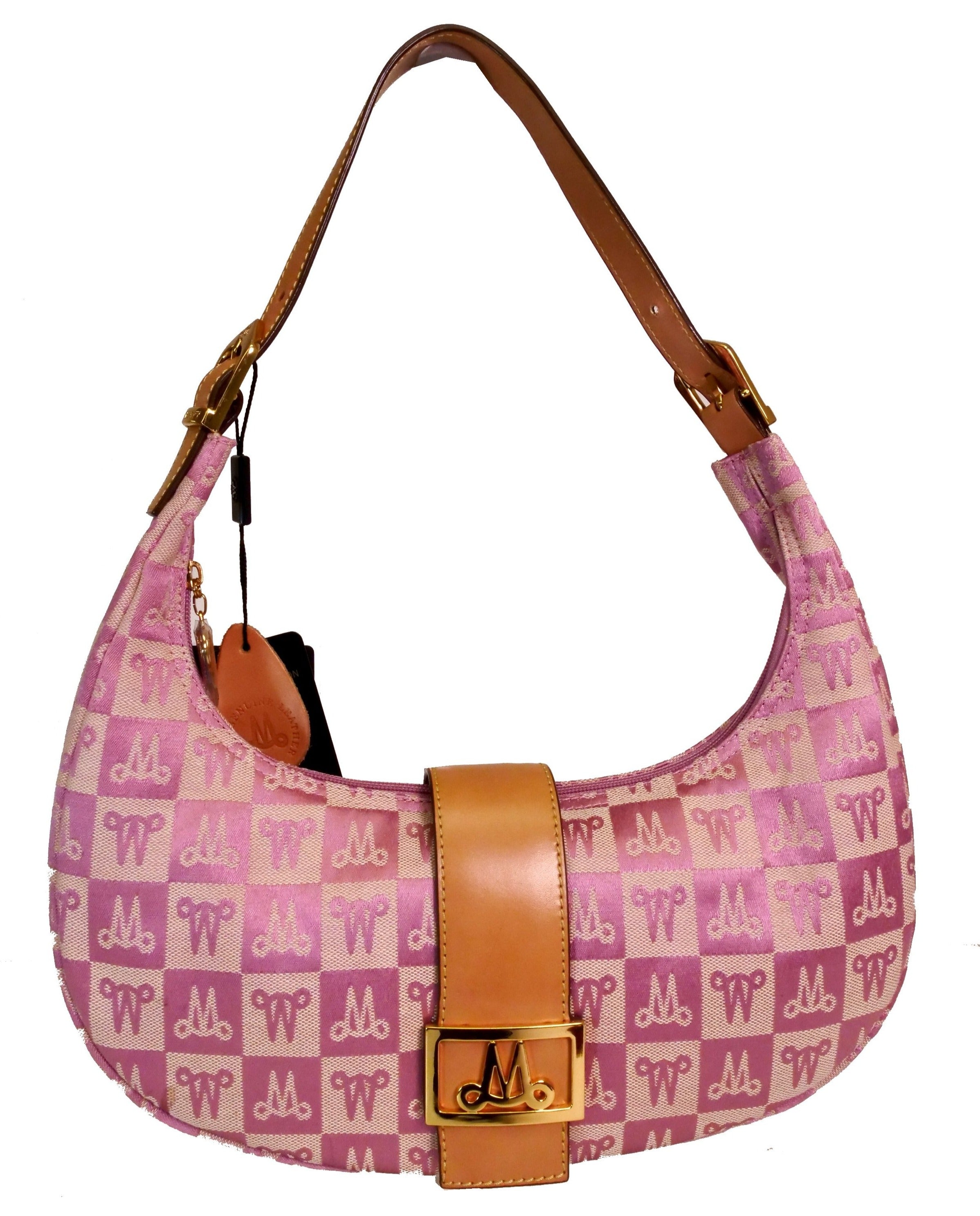 Misty Genuine Cowhide Leather Monogram Shoulder Hobo Bag  [Made in Italy]