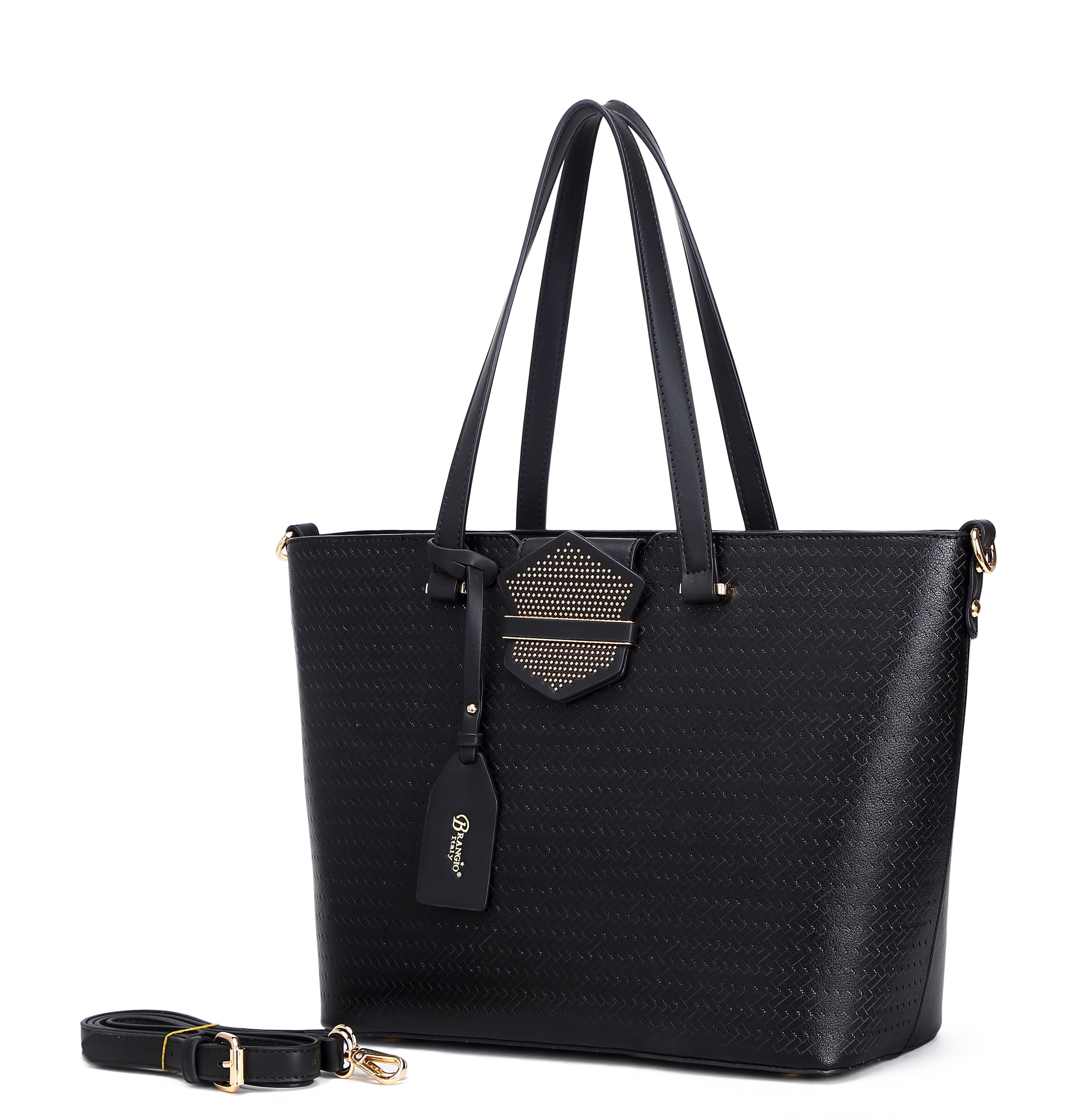Brangio Stylish Perforated Tote Bag+Wallet 2pcs/matching set