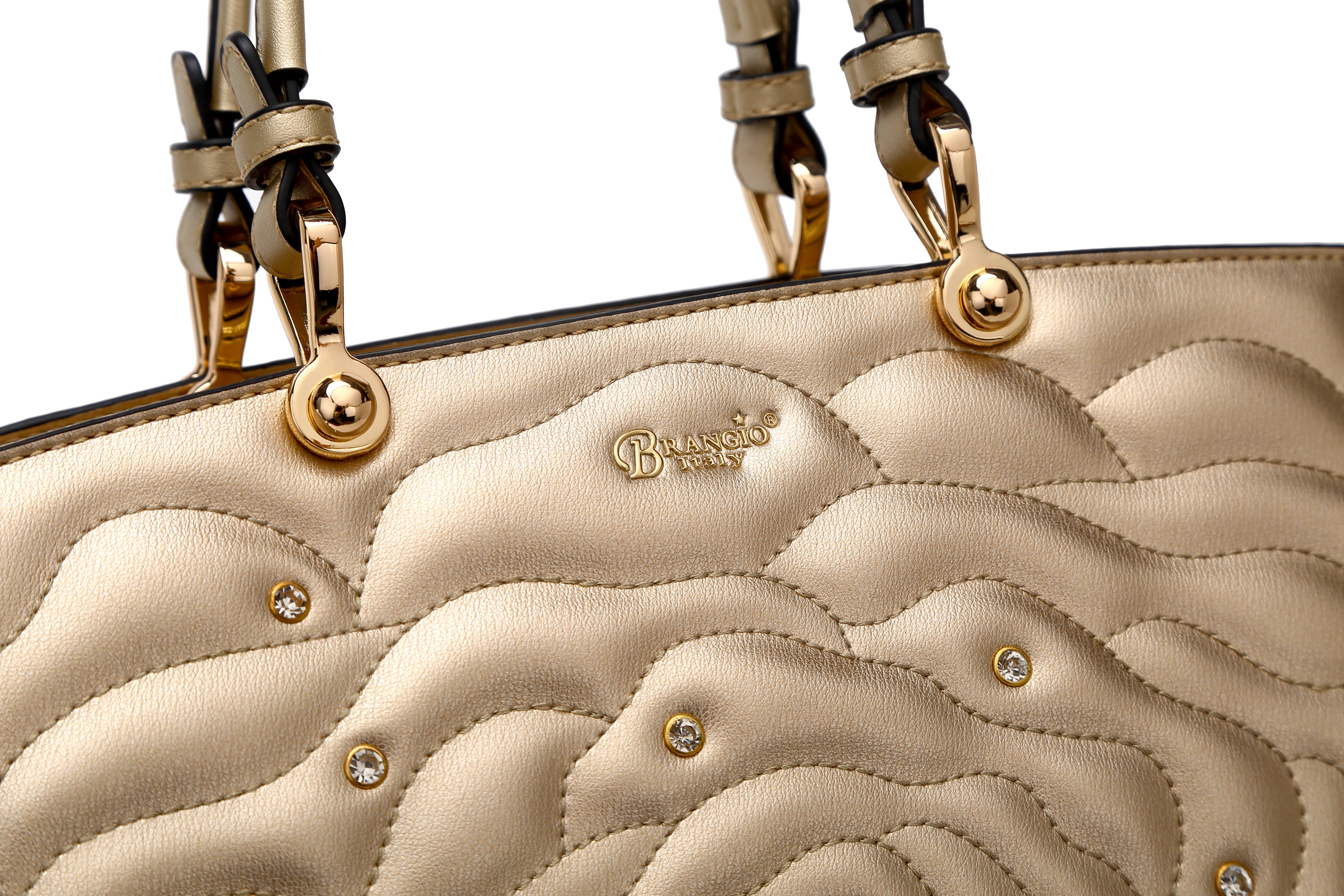 Rosette 3D Crystal Metallic Satchel - Brangio Italy Collections