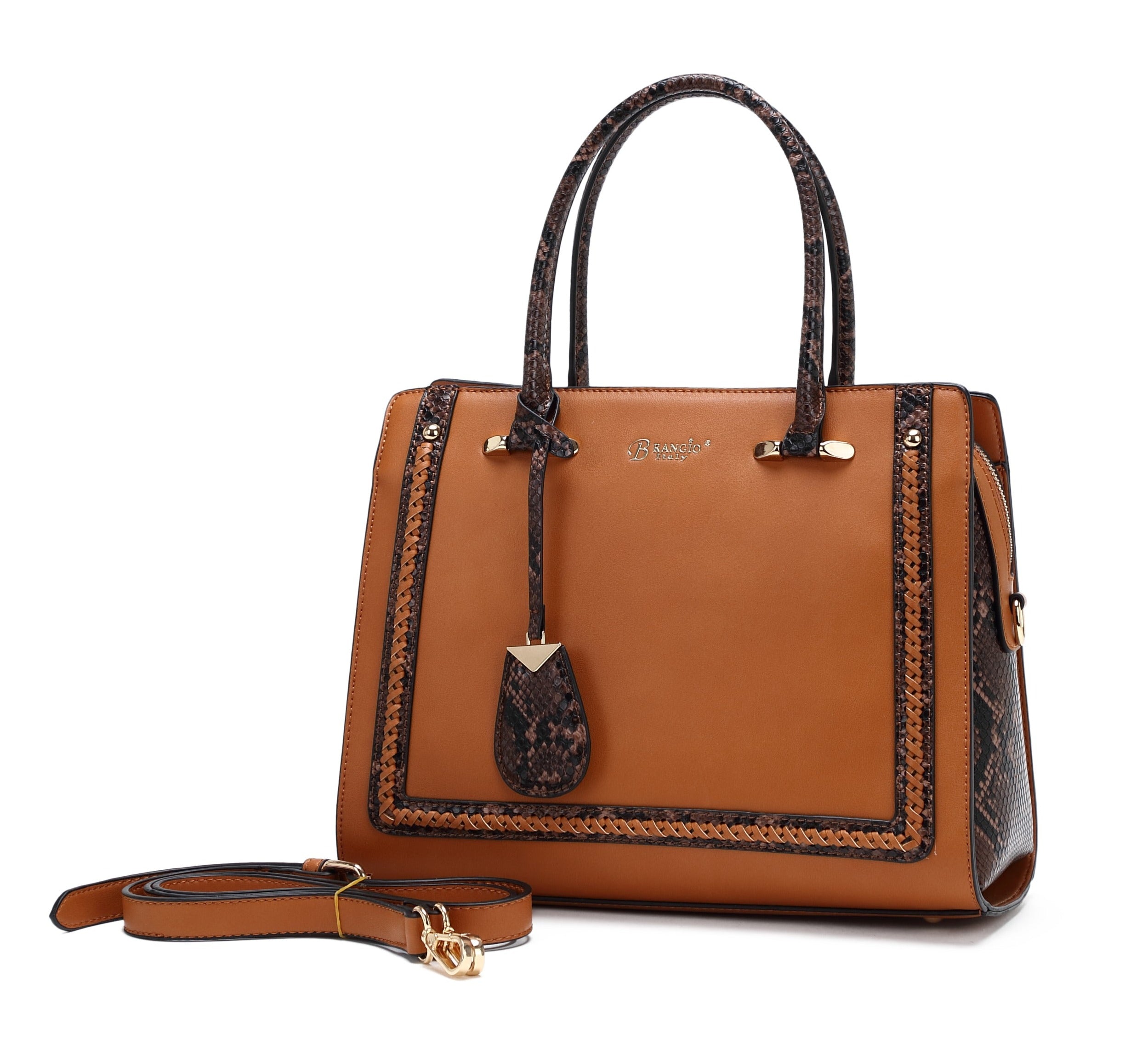 Brangio Italy Satchel Designer Structured Tote Handbag