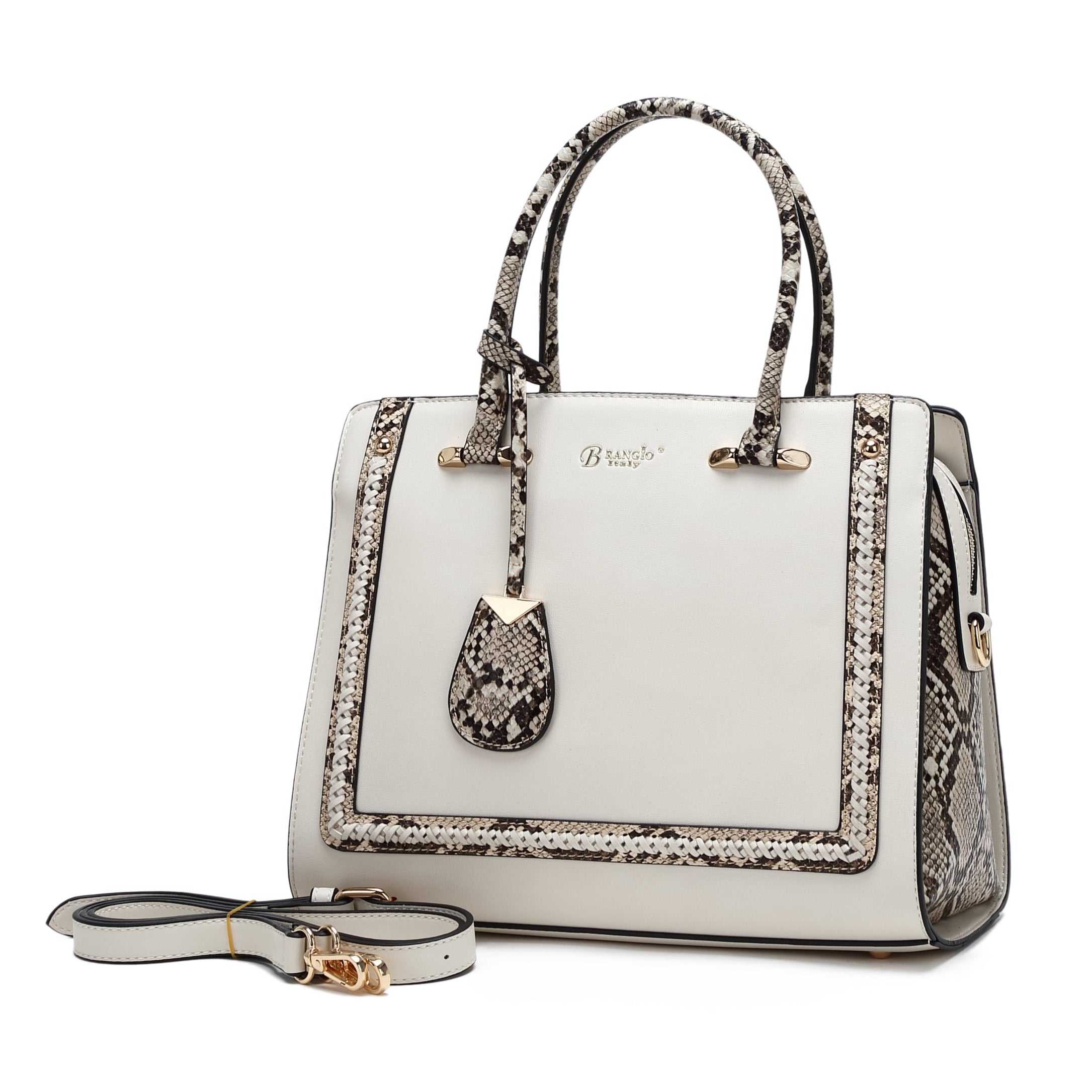 Brangio Italy Satchel Designer Structured Tote Handbag