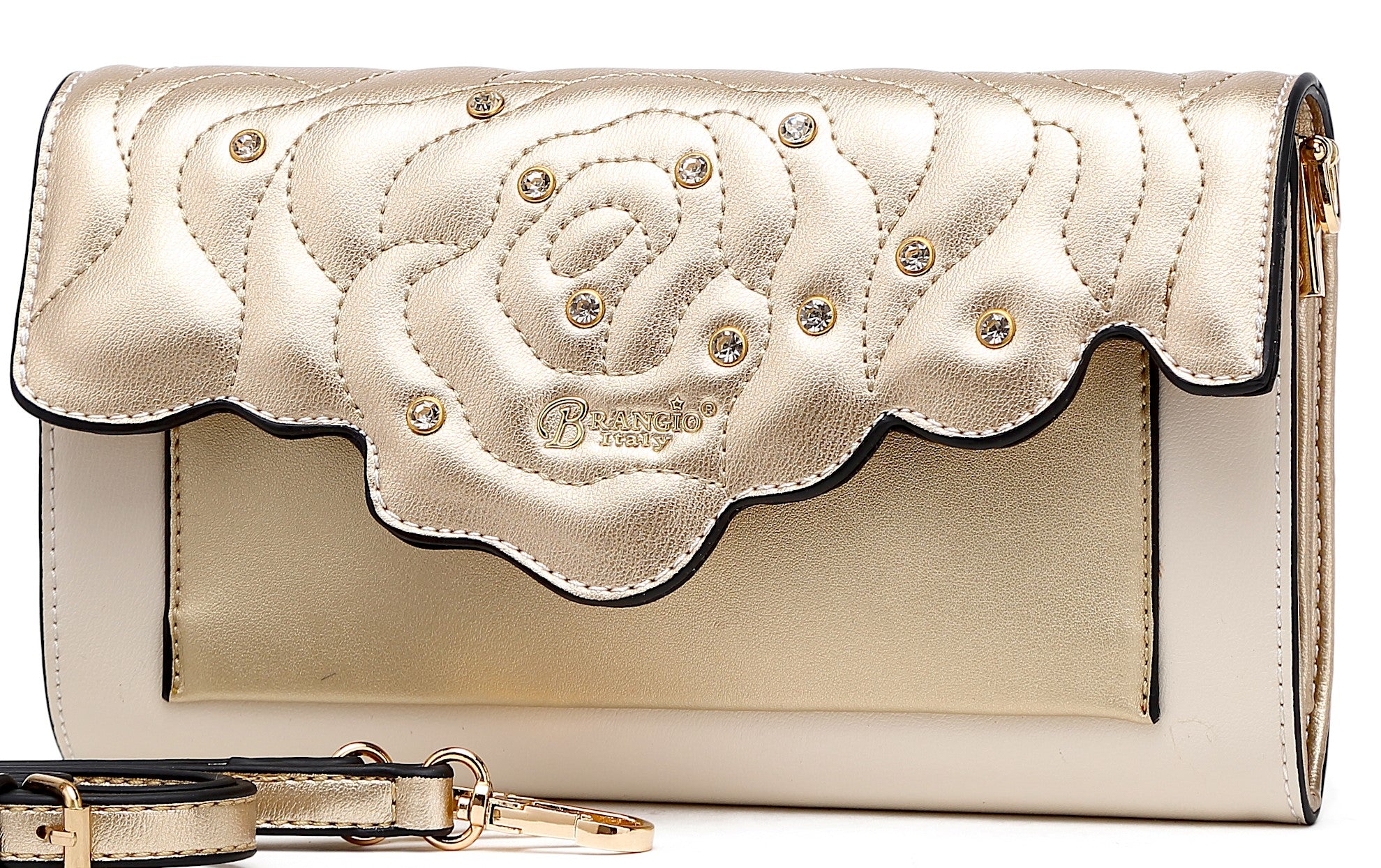 Rosette 3D Crystal Mini Crossbody Clutch - Brangio Italy Co.