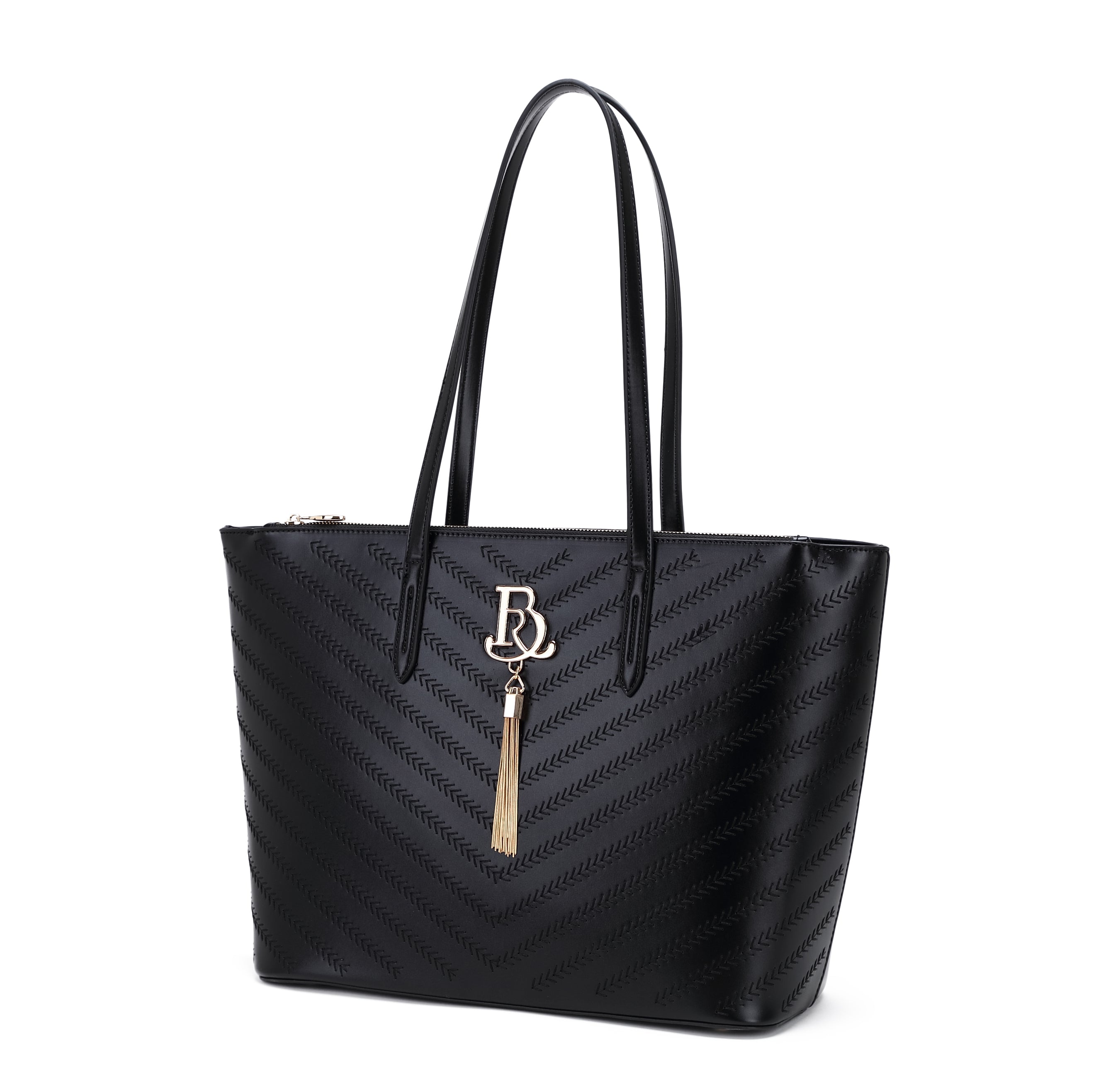Brangio Italy Elegant Chevron Embossed Tote Bag