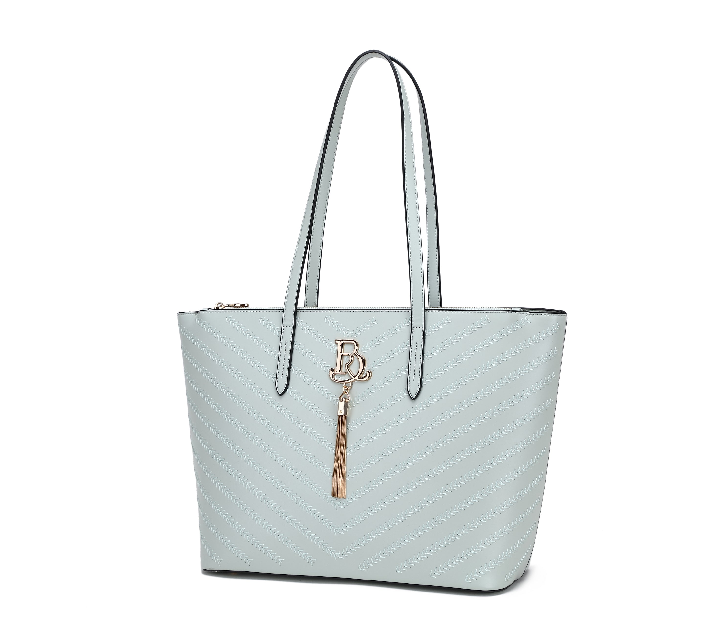 Brangio Italy Elegant Chevron Embossed Tote Bag
