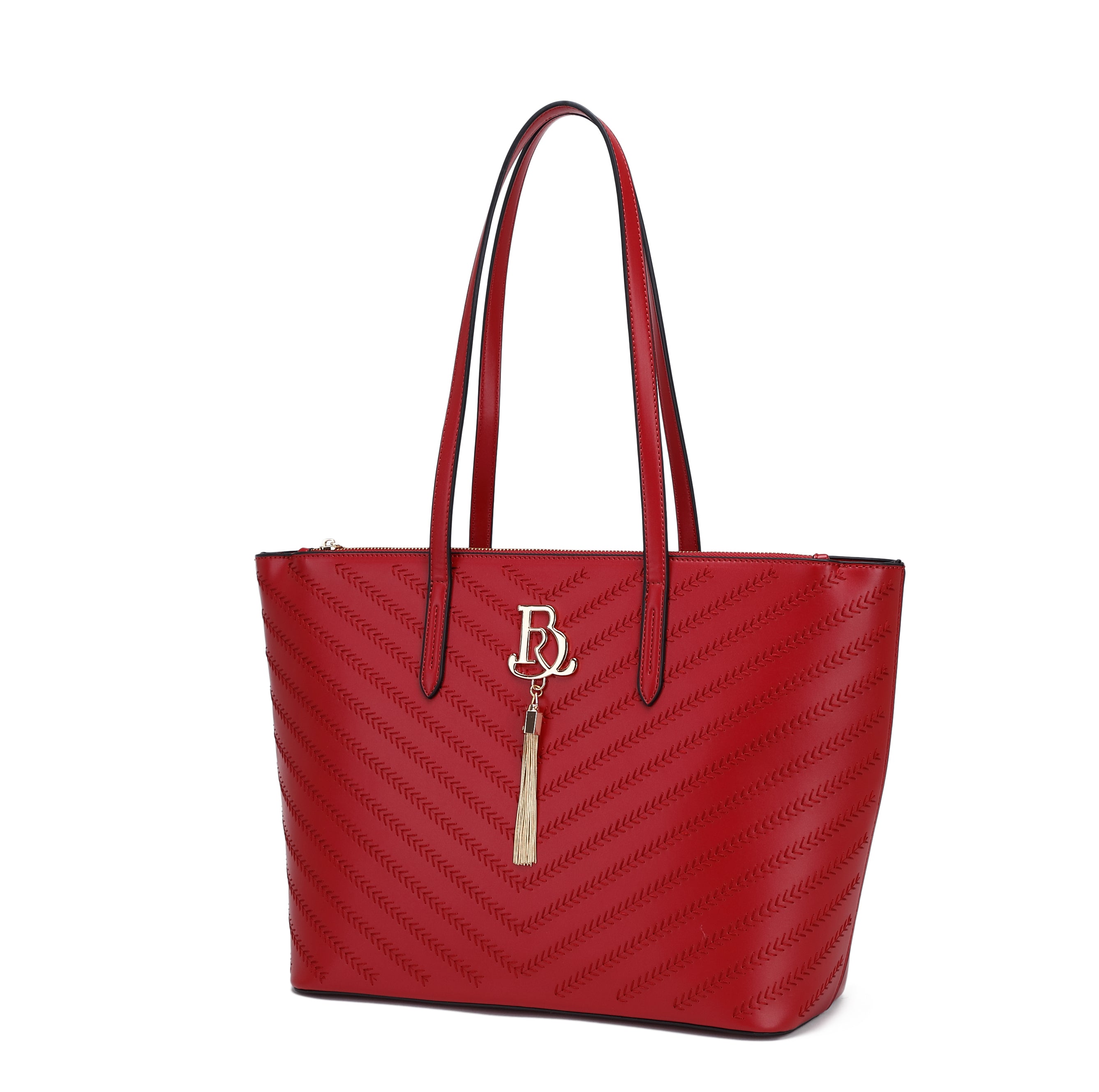 Brangio Italy Elegant Chevron Embossed Tote Bag