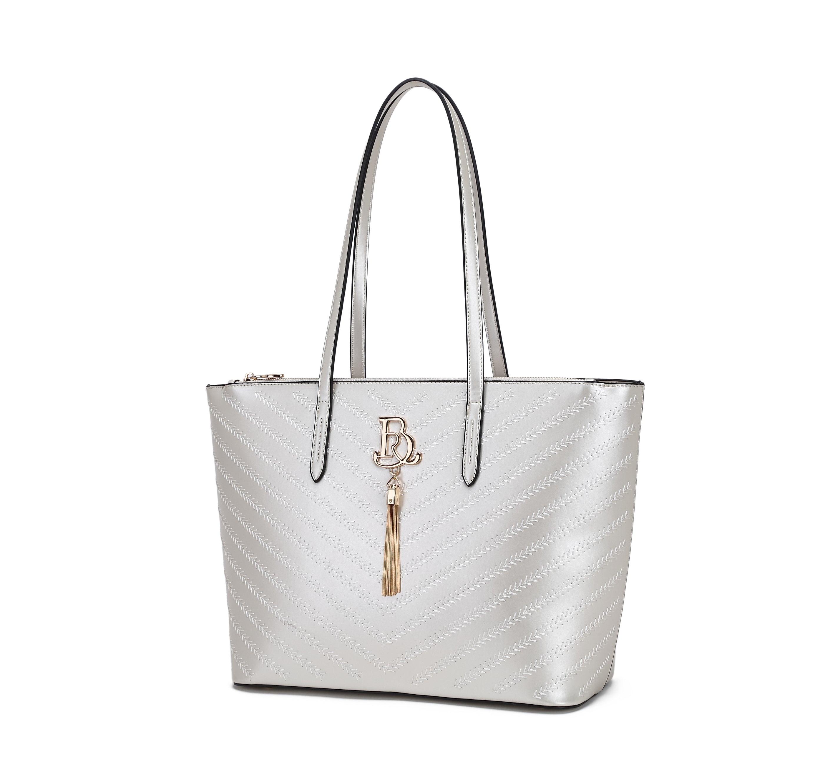 Brangio Italy Elegant Chevron Embossed Tote Bag