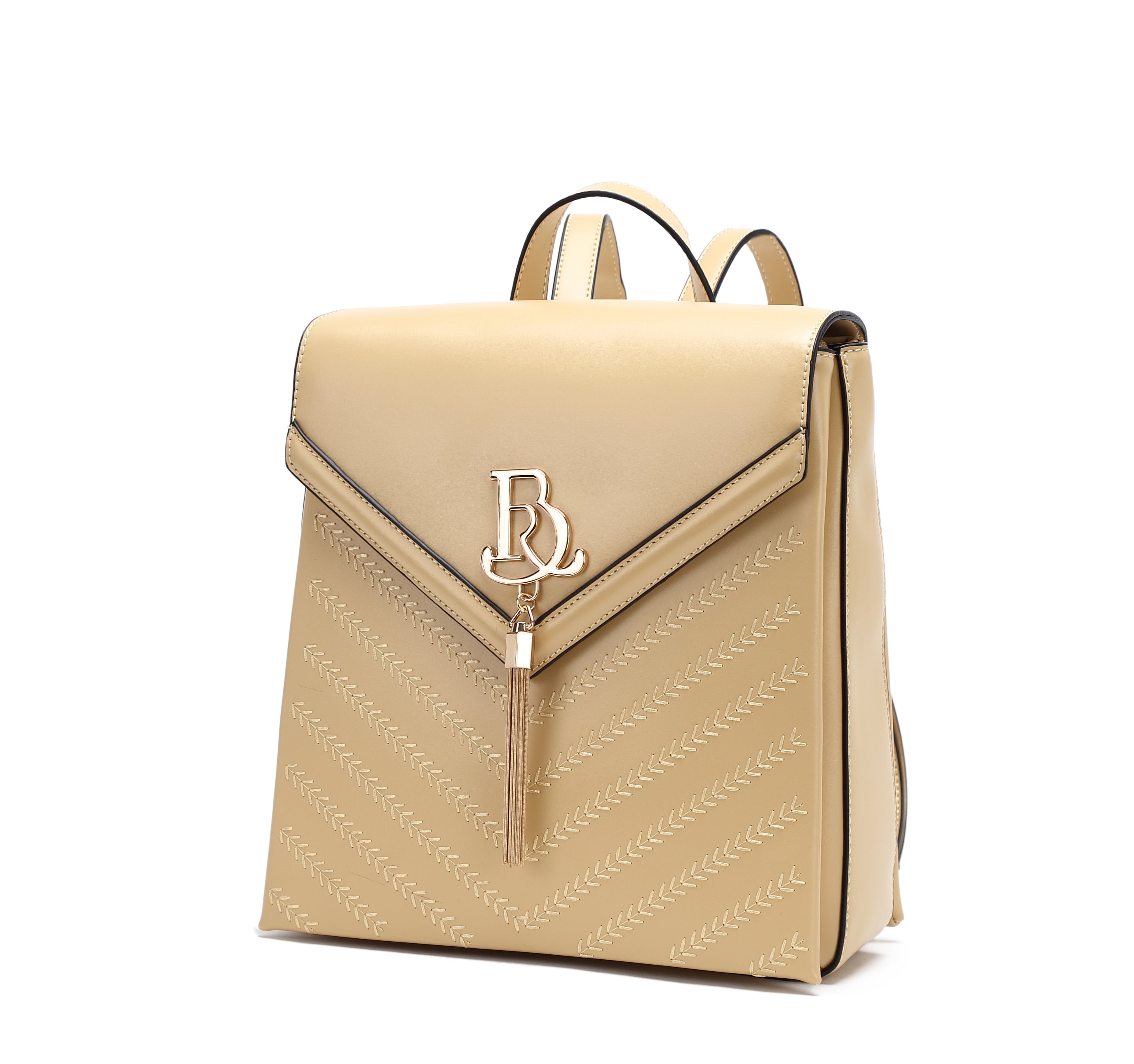 Brangio Italy Elegant Chevron Vegan Leather Backpack