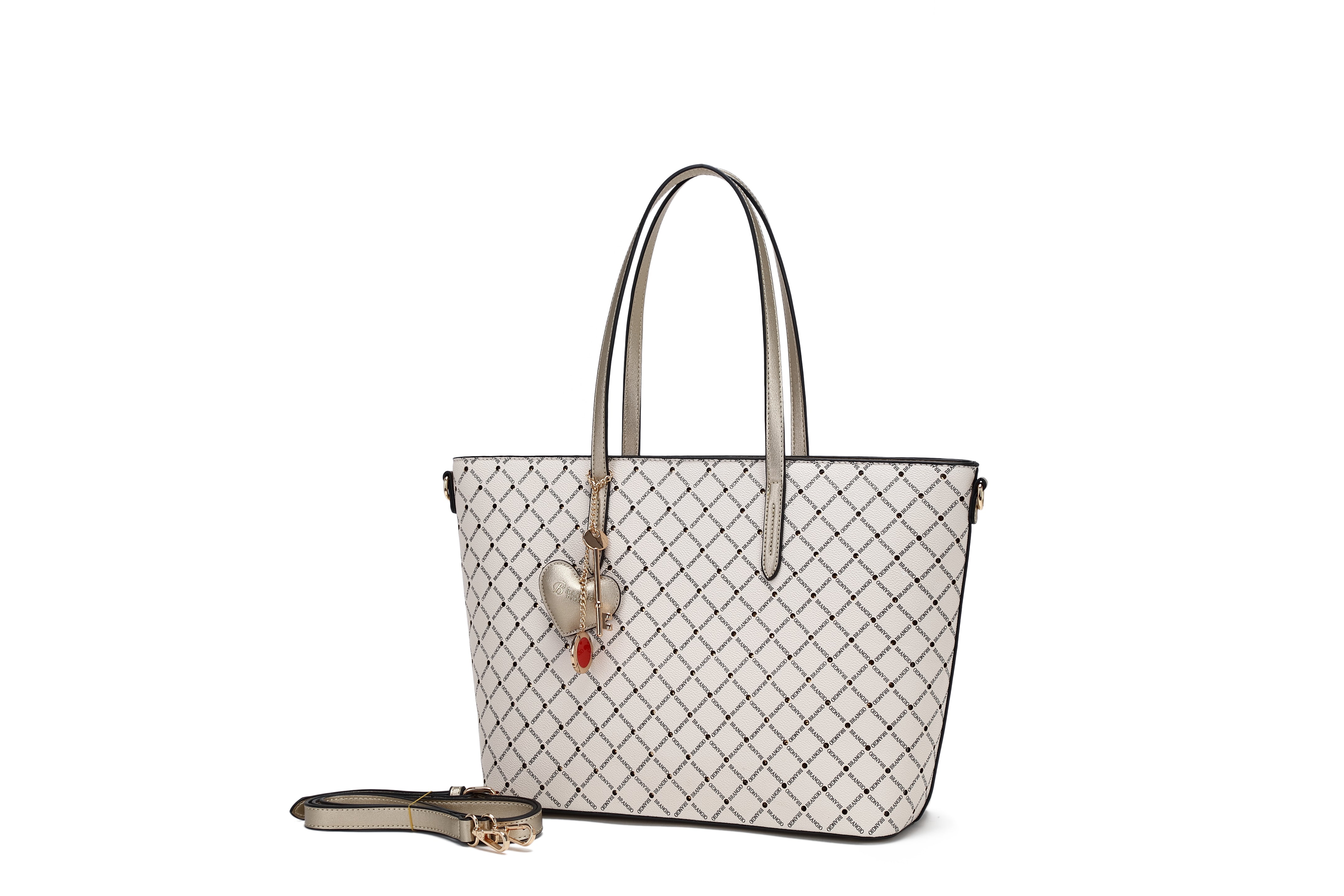 Brangio Italy Luxe Diamond Love Crystal Stud Tote Bag