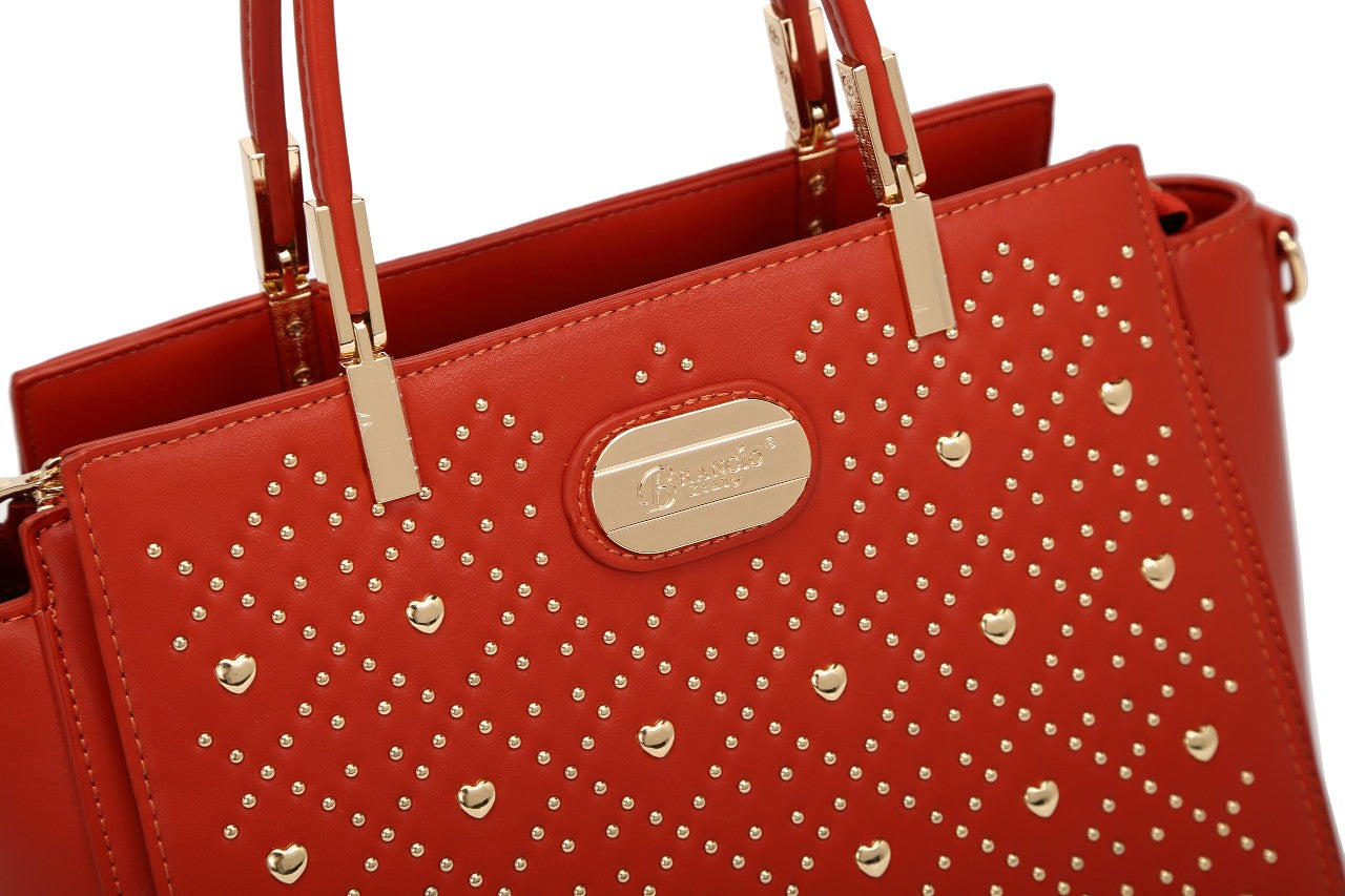 Brangio Studded Elegance Luxe Heart Handbag