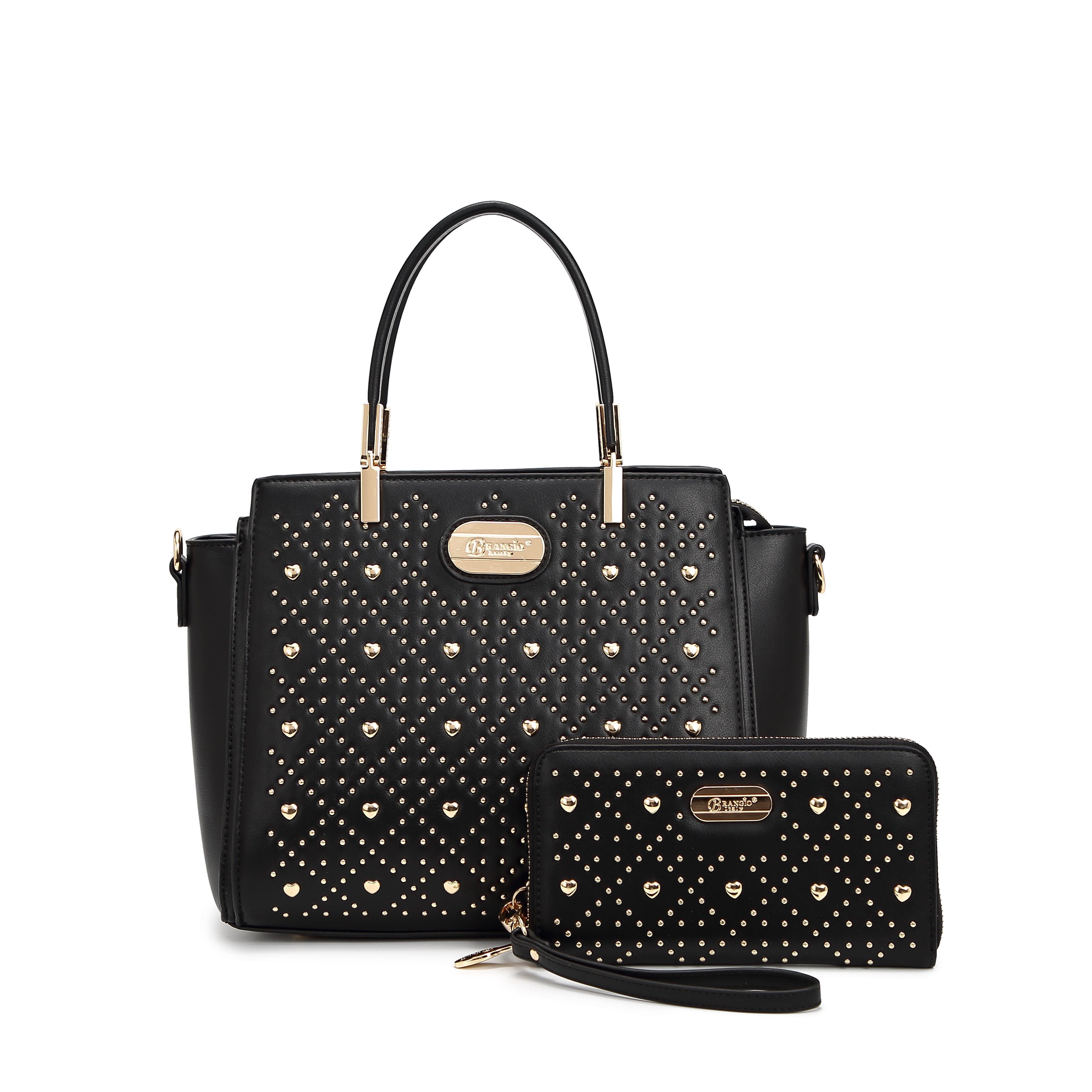 Brangio Studded Elegance Luxe Heart Handbag