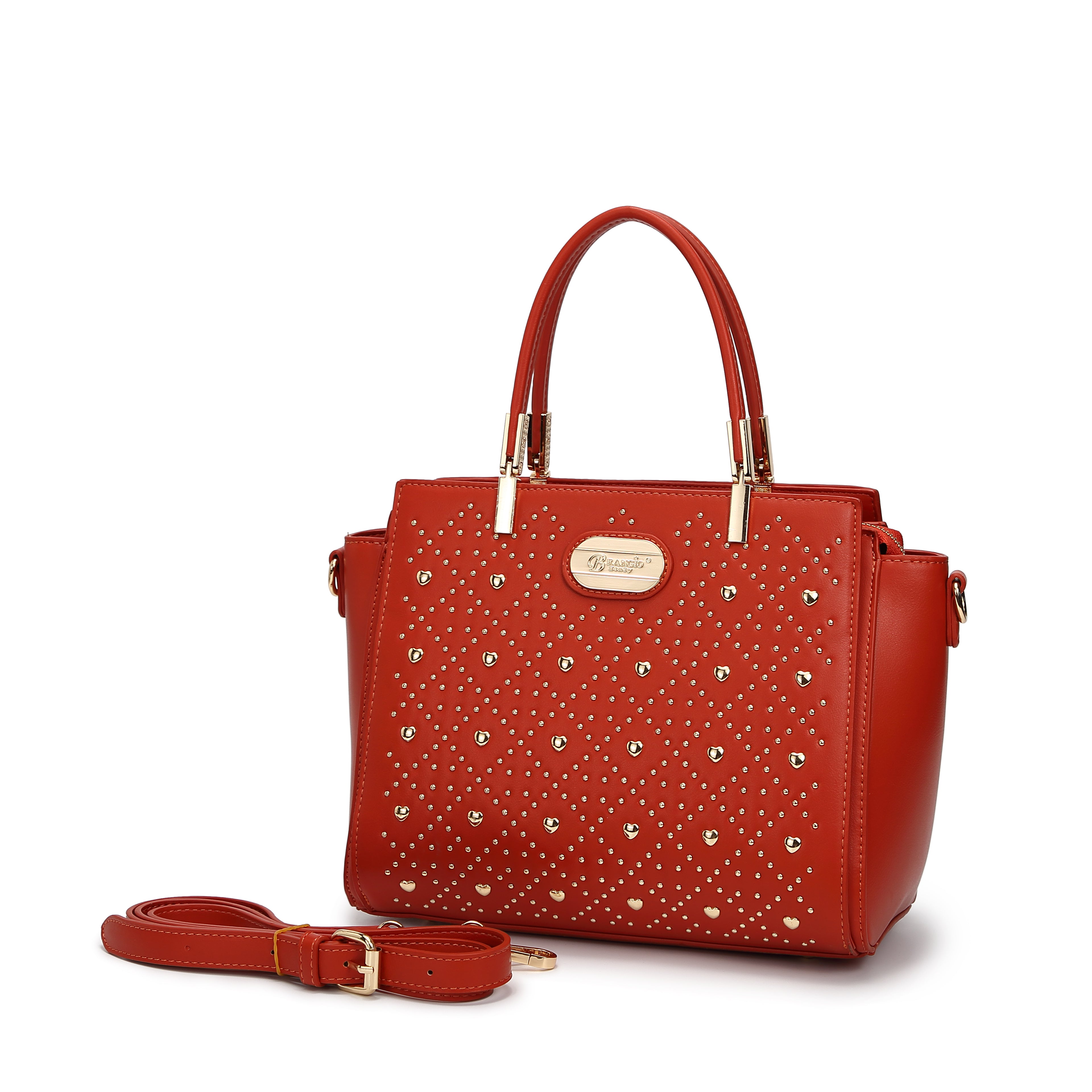 Brangio Studded Elegance Luxe Heart Handbag