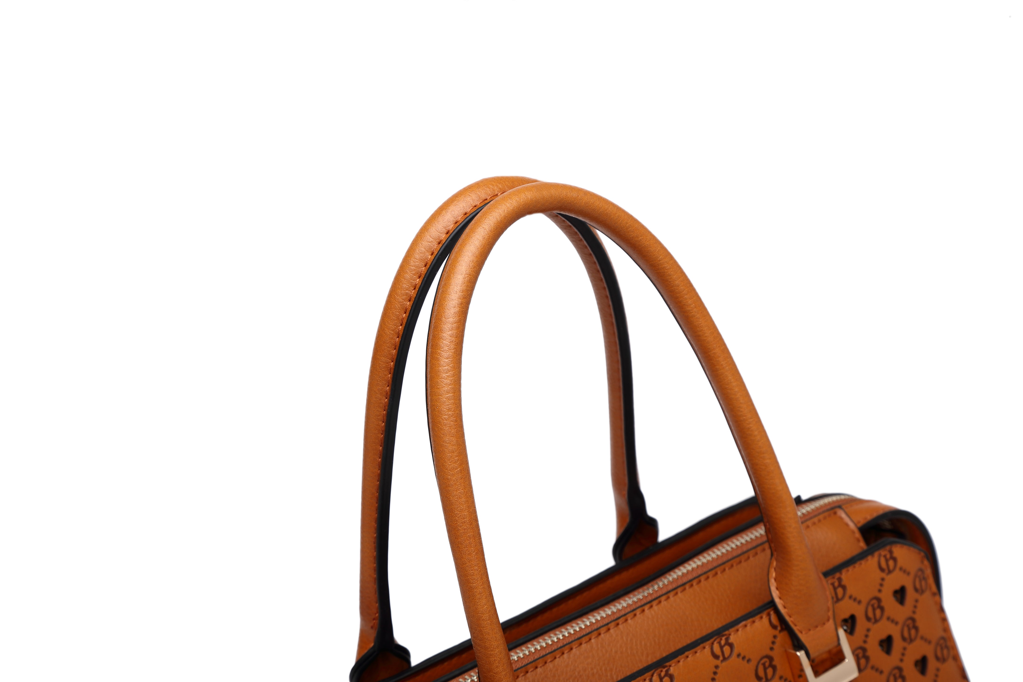 Brangio Italy Monogram Designer Signature Satchel Bag + Wallet Set