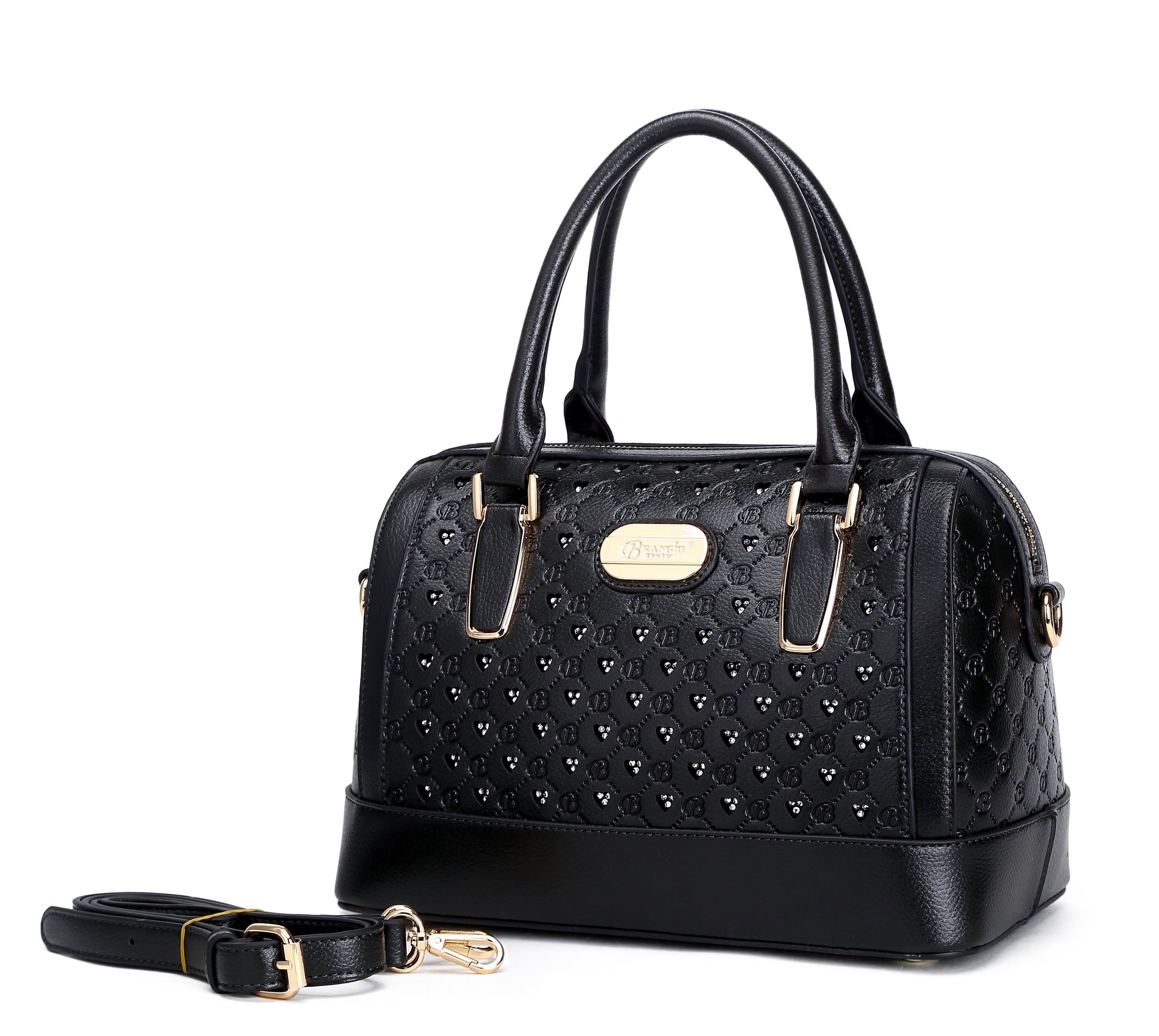 Millionaire Goddess Double Layer Crystal Engraved Dome Satchel - Brangio Italy Collections