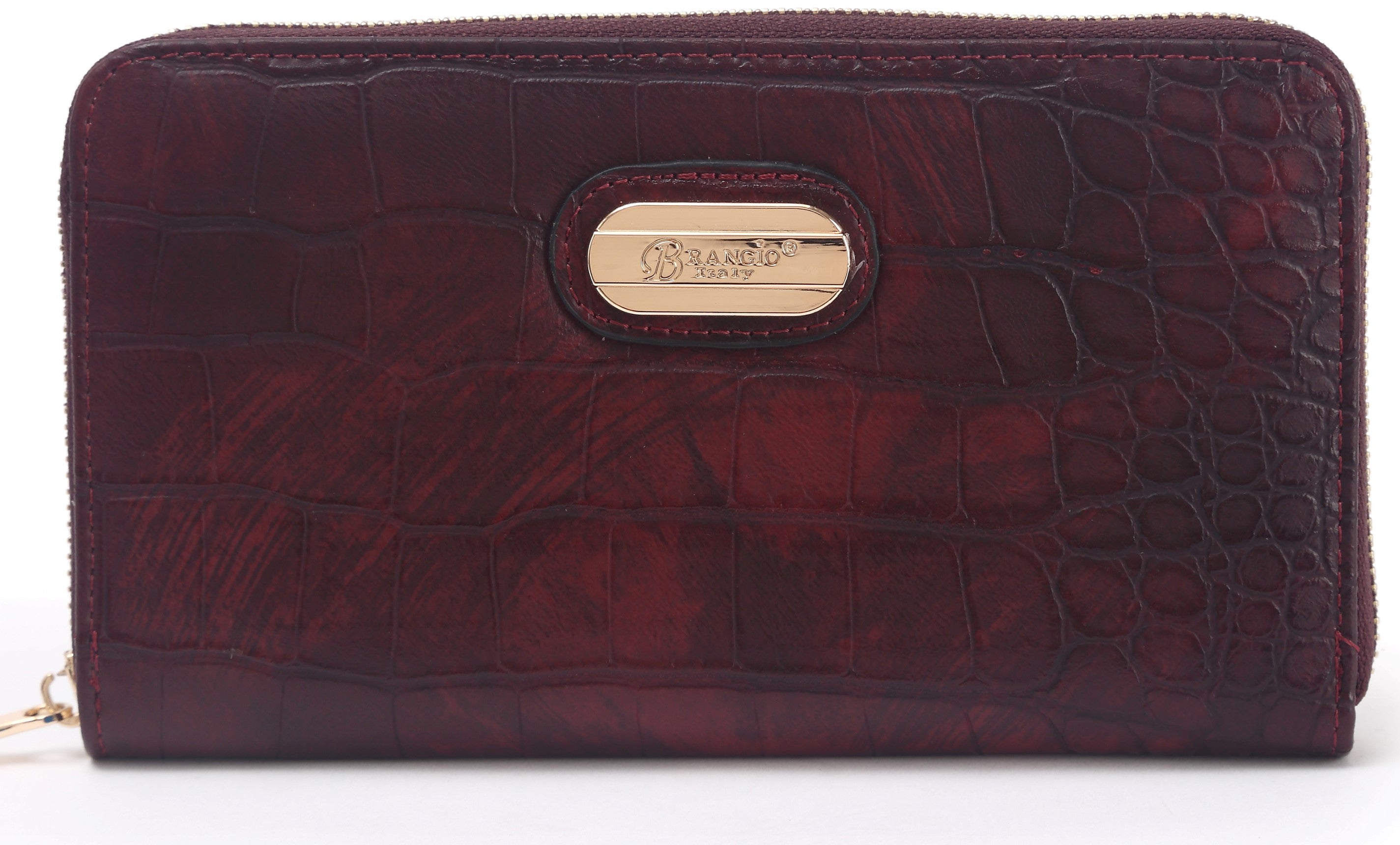 Brangio Italy Luxe Croc-Embossed Zip Wallet