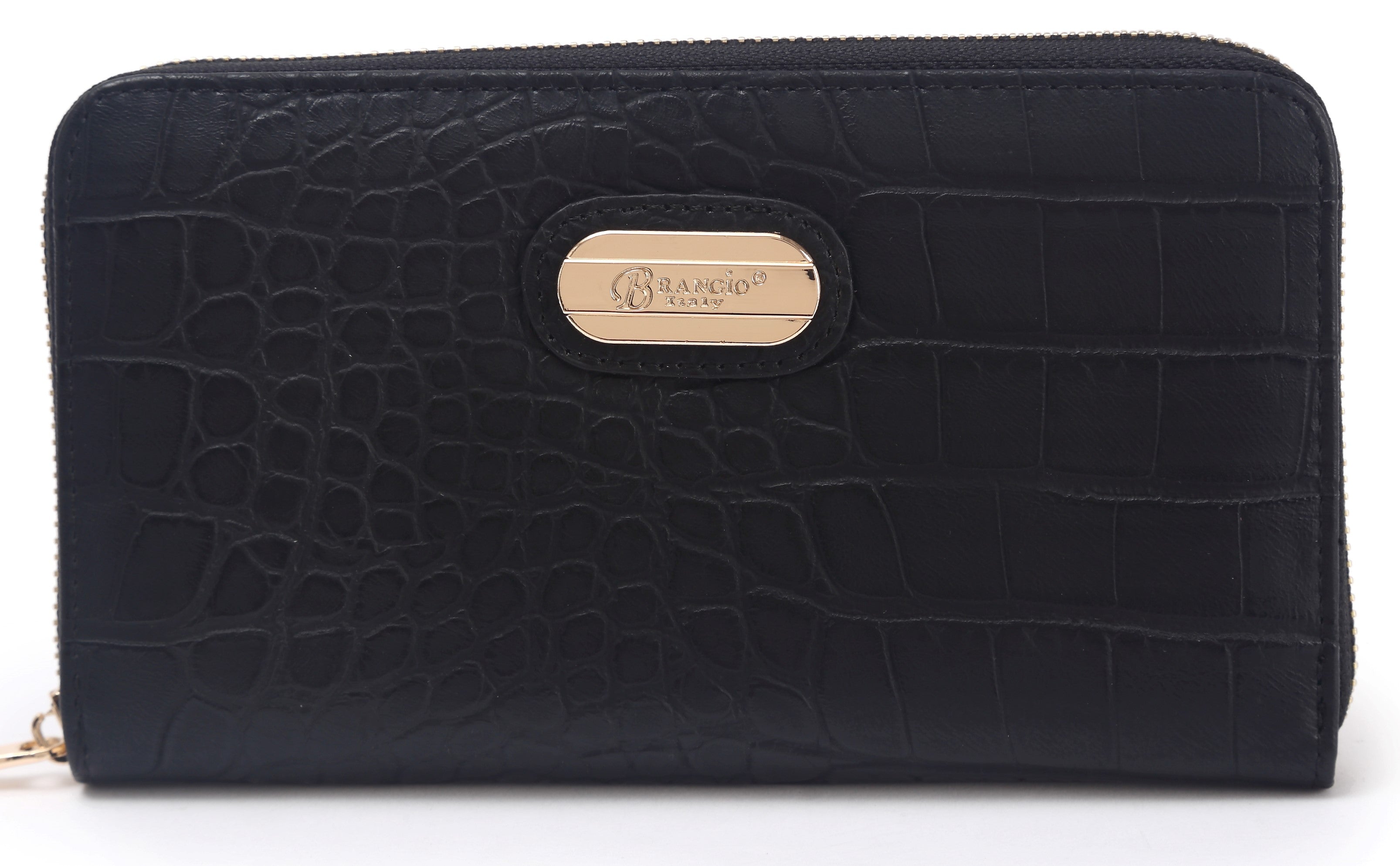 Brangio Italy Luxe Croc-Embossed Zip Wallet