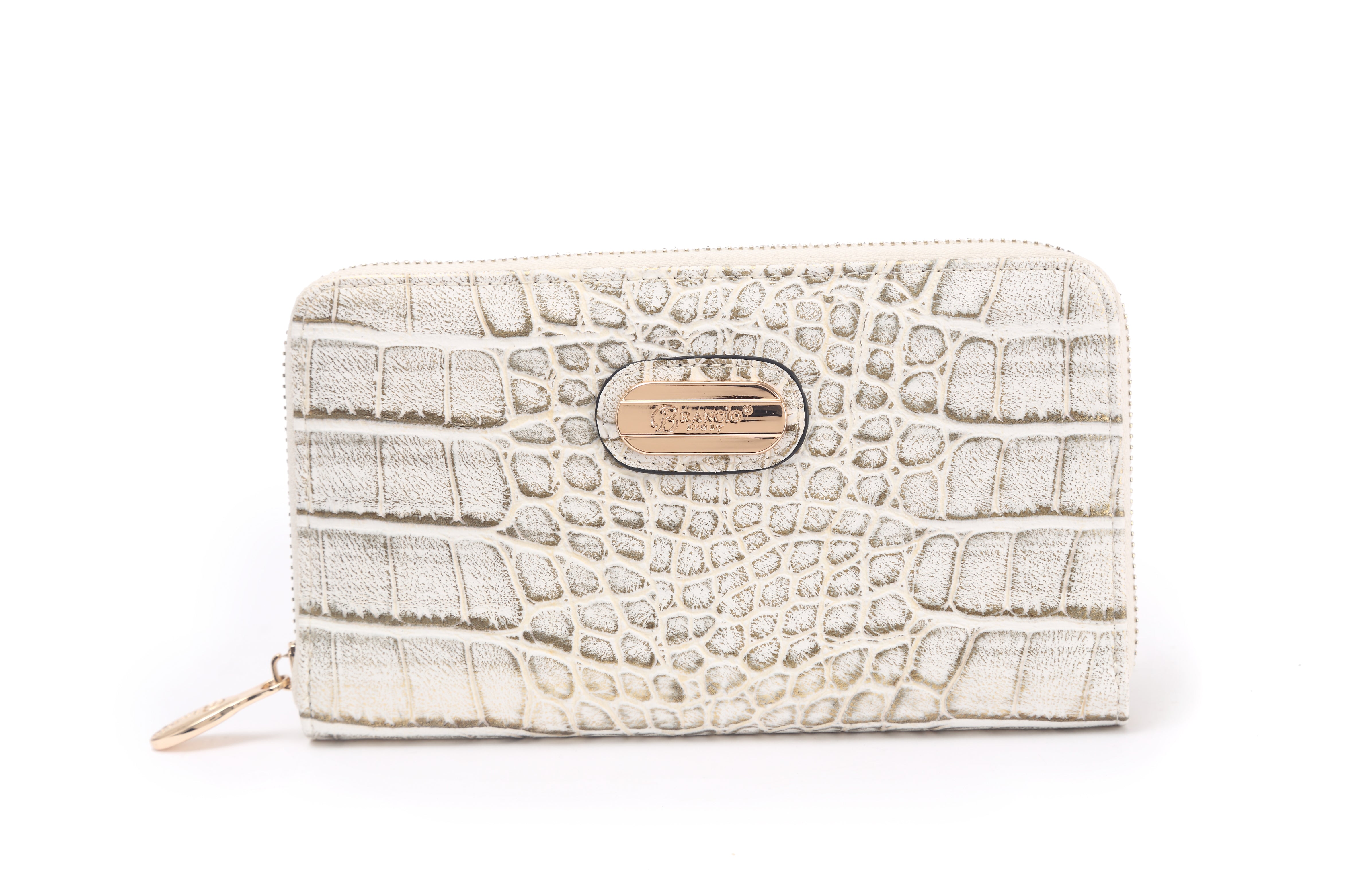 Brangio Italy Elegant Croc-Embossed Zippered Around Wallet