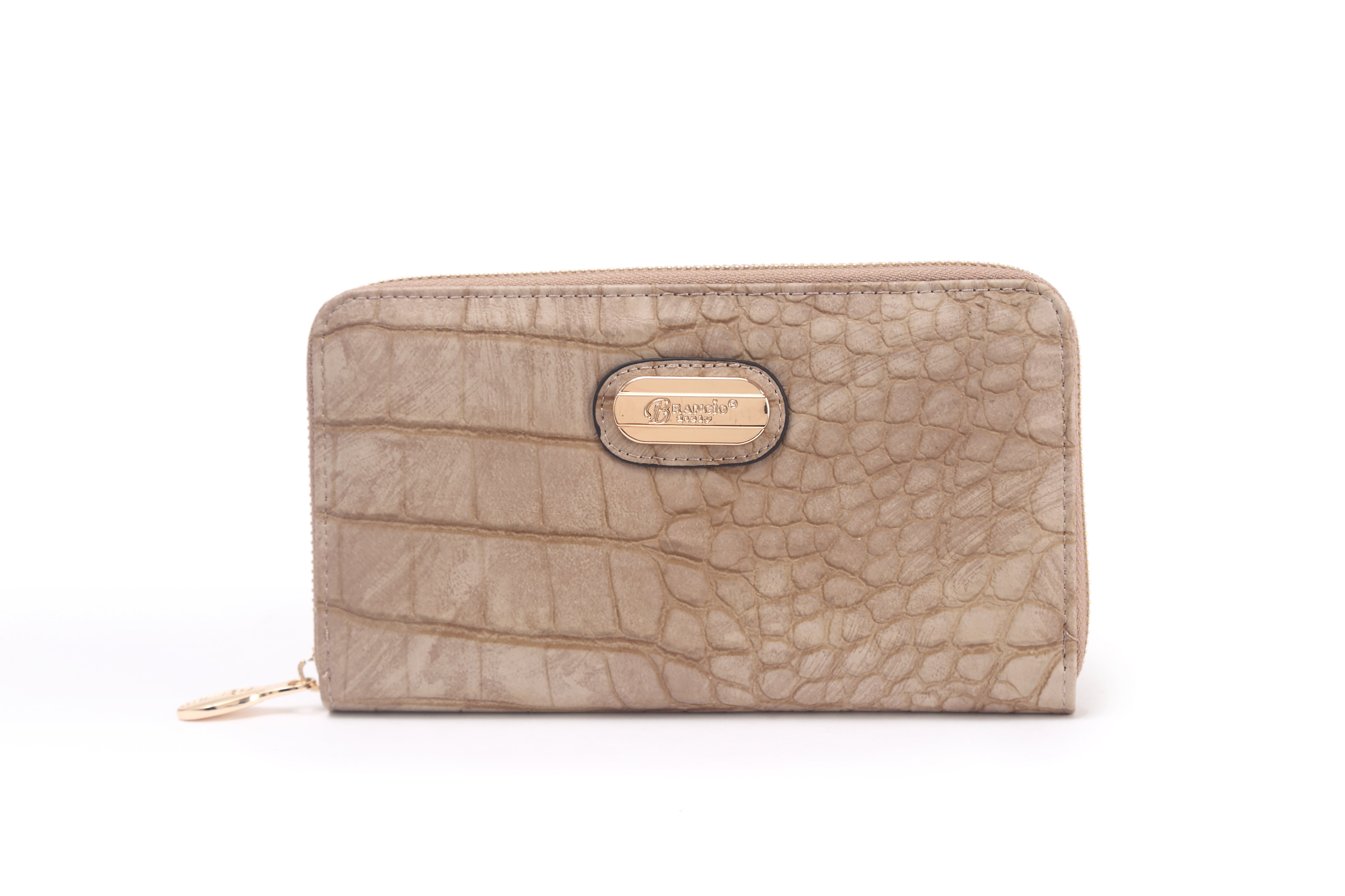 Brangio Italy Elegant Croc-Embossed Zippered Around Wallet