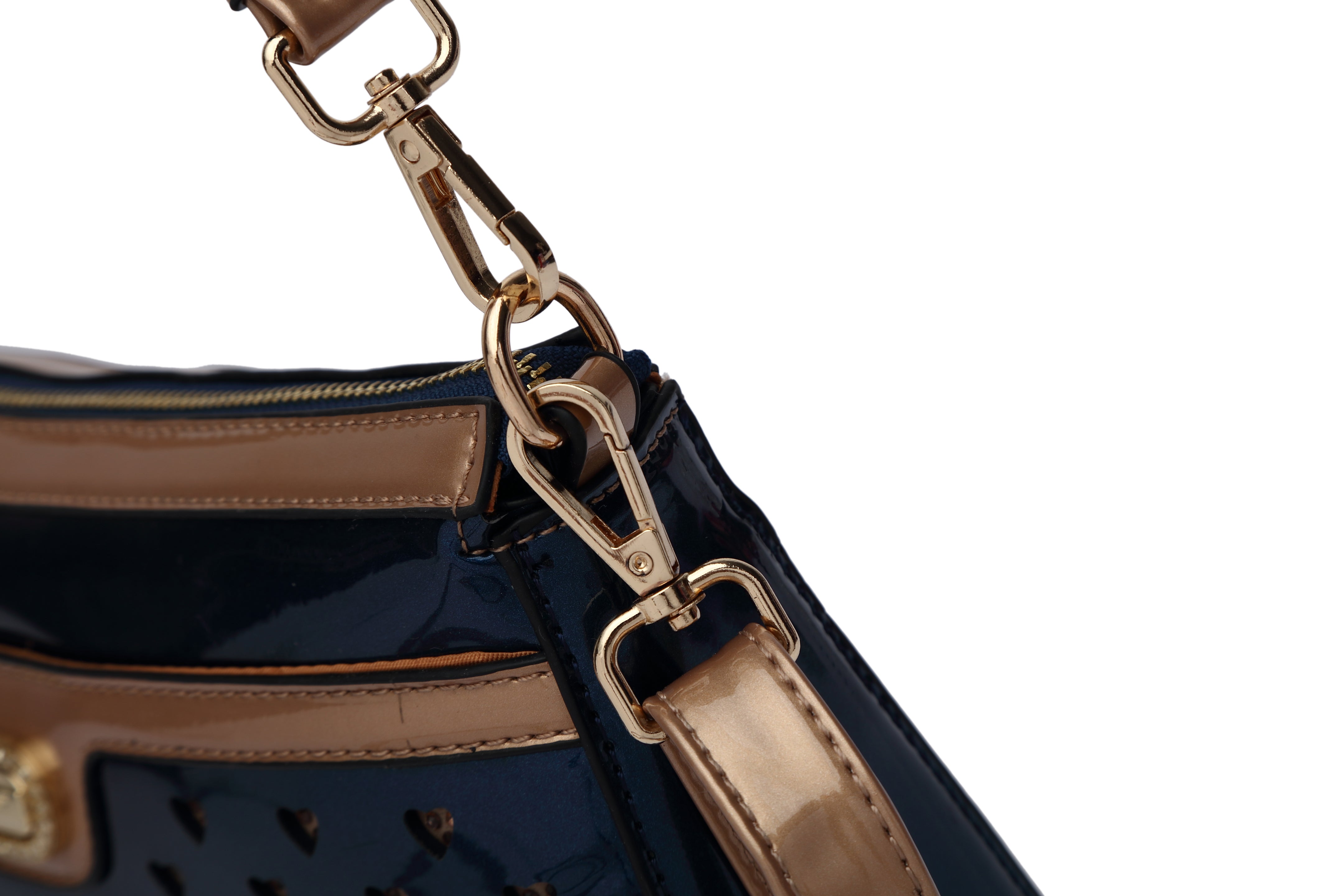 Brangio Italy Heart Studded Shoulder Bag – Olive & Taupe Faux Leather Handbag with Gold Logo Plate & Detachable Strap | U.S.A. Company Ships from L.A.